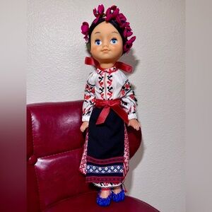 Vintage Ukrainian Folk Style Doll 18” Collectible